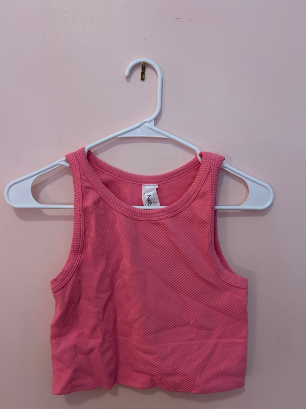 Nikibiki Pink Ribbed Tank Crop Top